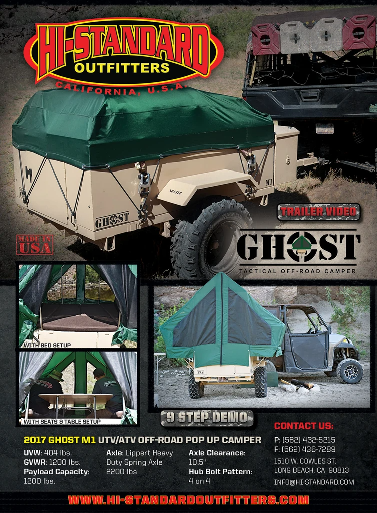 Hi-Standard Outfitters Ghost M1 Tactical Off-Road Overlander Pop Up Tent Camper, UTV Camper, SXS Camper, ATV Camper